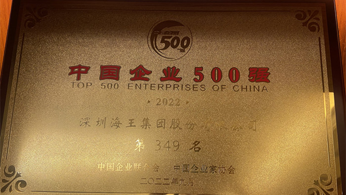 海王集团位列2022中国企业500强第349位、2022中国民营企业500强第155位 